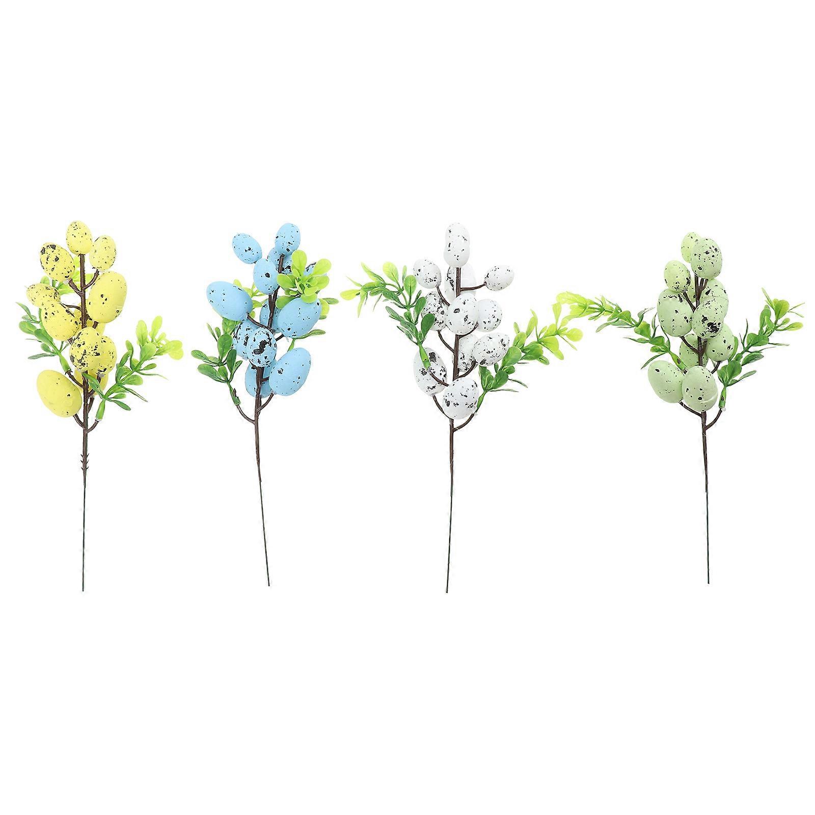 4pcs Easter Eggs Branches for Easter Garden Yard Decorations with Fake Easter Egg Props