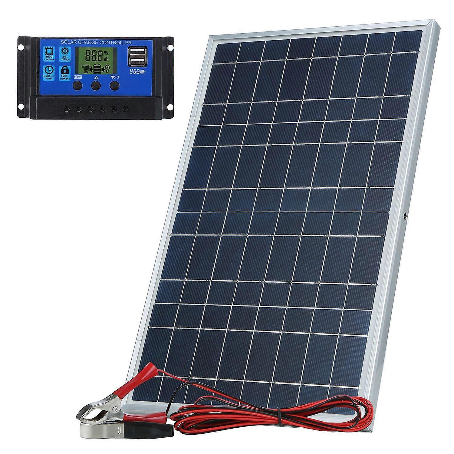 10W 12V 太阳能电池板电池充电器，带 10A 控制器，用于车辆、开门器、电气围栏