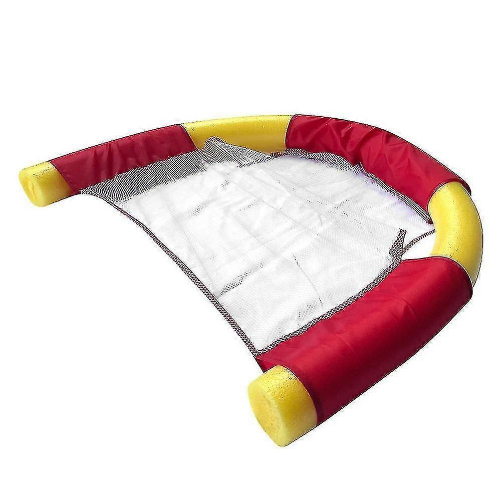 Red & Yellow Summer Foldable Floating Row Hammock - Water Lounger Air Mattress for Swimming Pool Relaxation & Fun