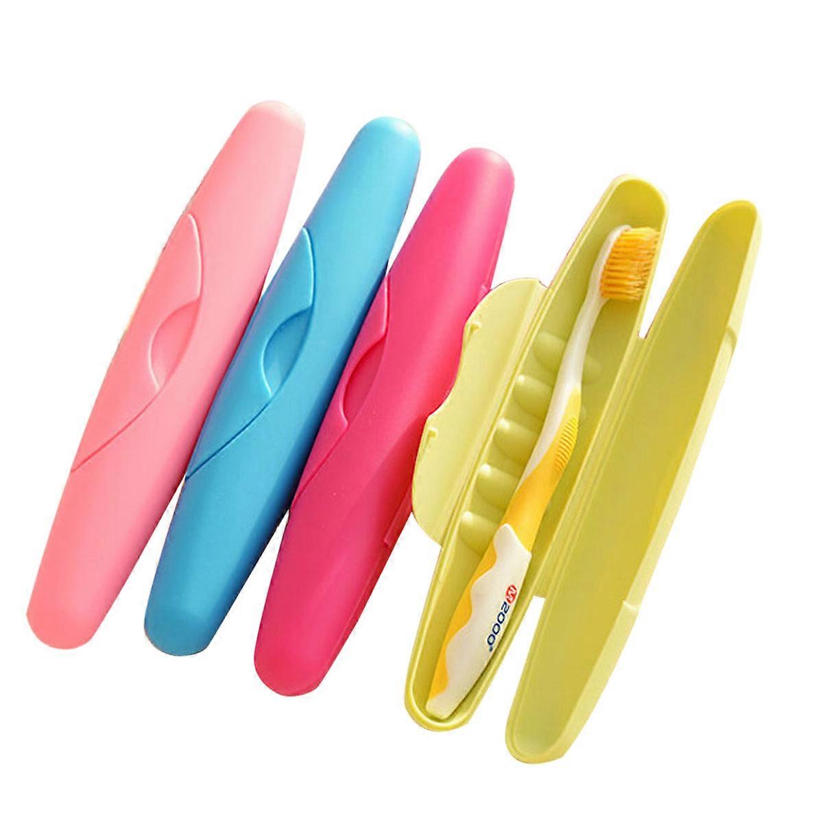 Portable Toothbrush Case in Assorted Colors Made from Plastic for Travel and Daily Use Lightweight and Easy to Clean 4pcs