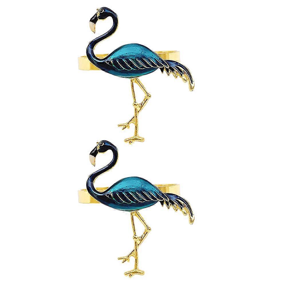 Flamingos Serviettenringe Set mit 2 wiederverwendbaren dunkelblauen Legierungen für Dekor Buffet Party