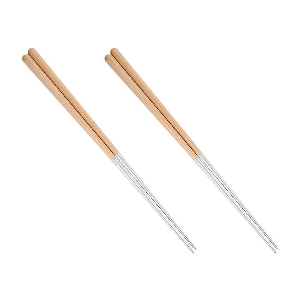 2 Pairs Anti-slip Cooking Chopsticks with Beech Handle for Home Use and Practical Enough