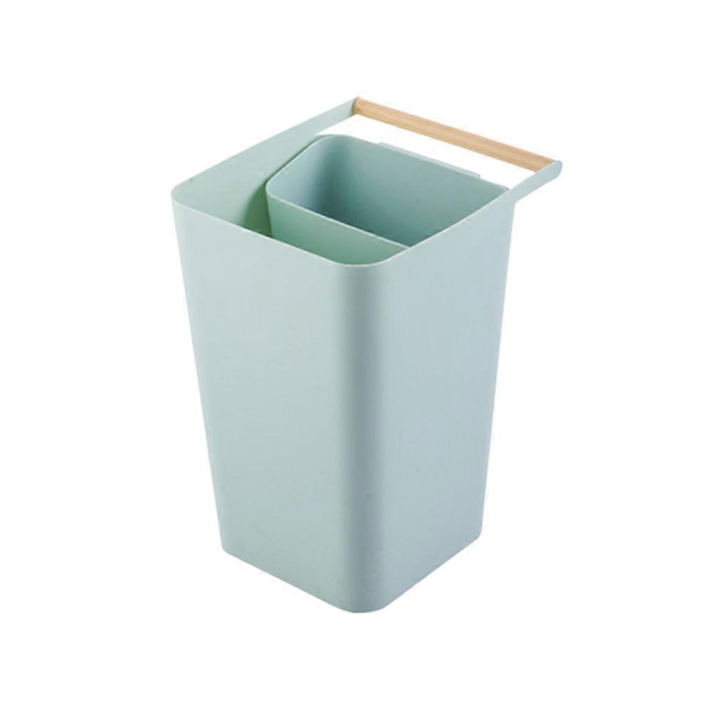 Rubbish Container Home Wastebasket for Indoor Use Cylindrical Design Light Green 32*21*24.5 Cm 1Set