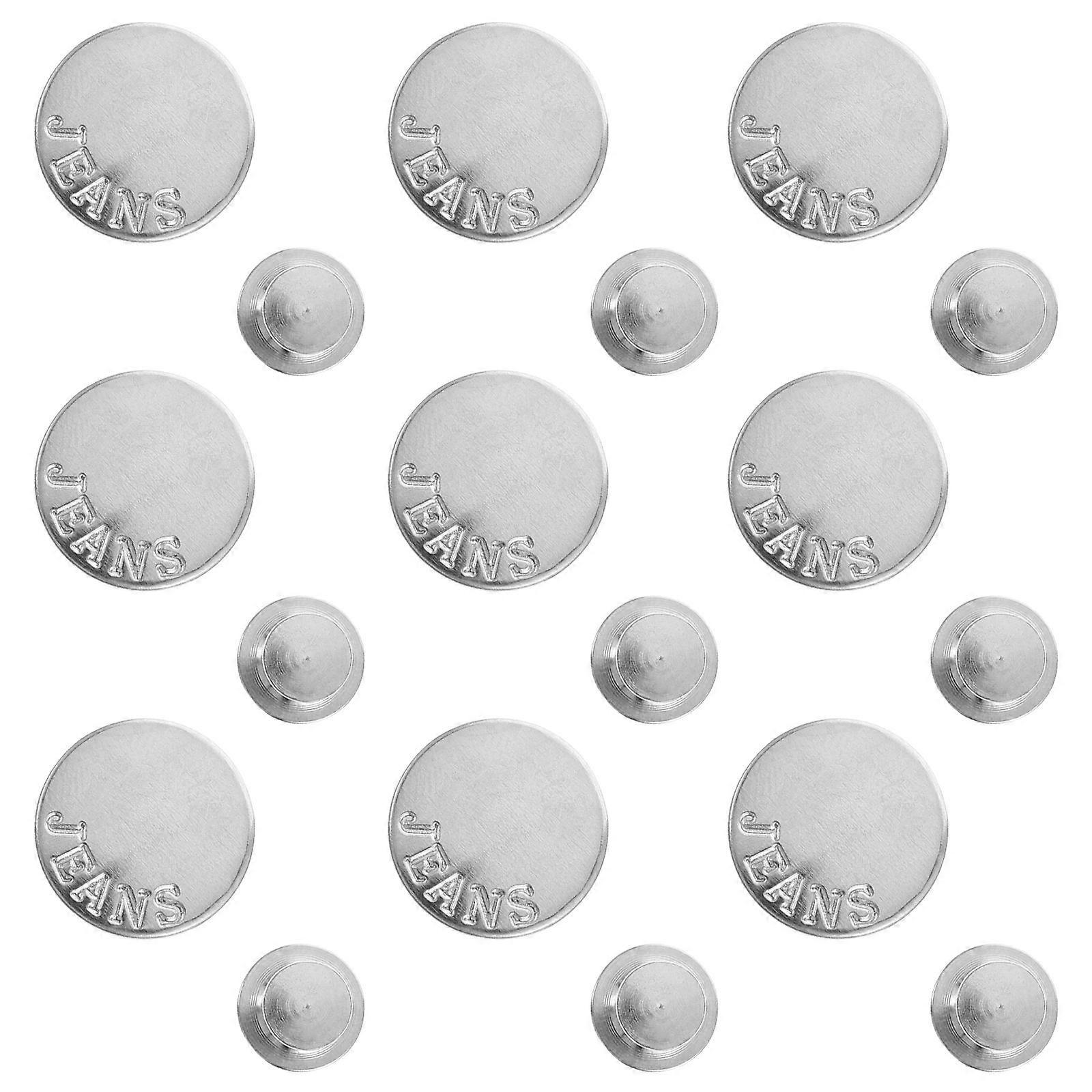 Pants Button Replacement Jeans Waistband Button Alloy Durable Simple Style 1.7x1.7x1.5cm 20Pcs