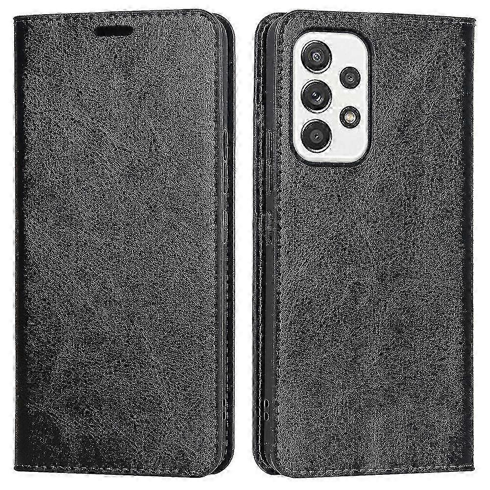 Genuine Leather Flip Wallet Case for Samsung Galaxy A33 5G, Crazy Horse Texture with Magnetic Auto Closing, a Stand, and Drop-proof Protection