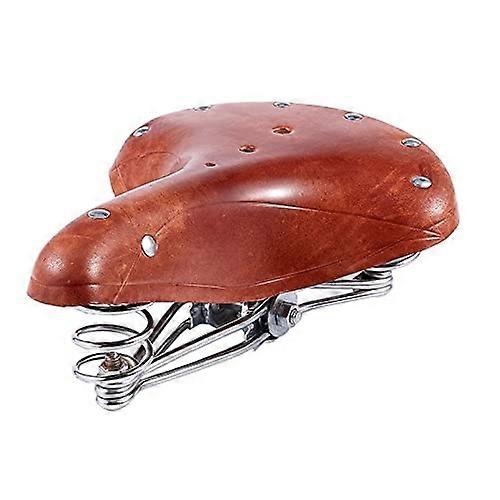 Bicycle Saddle for City Bike, Road Bike, and MTB - Memory Foam Gel, Retro Leather Cushion, Soft Vintage Design