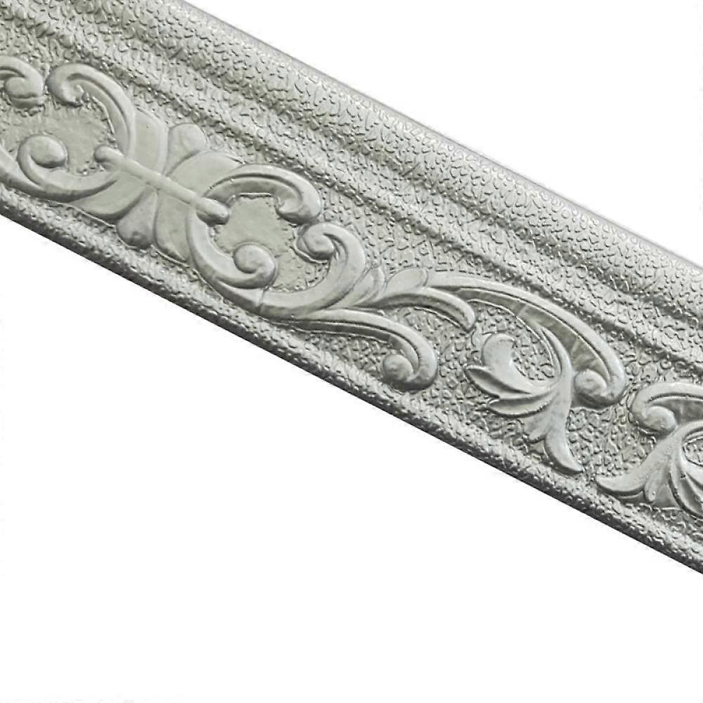 Peel And Stick Wallpaper Border, Removable Wall And Ceiling Border, Multi-Colored, 8cm x 230cm, 2 Pack, Carved Grey