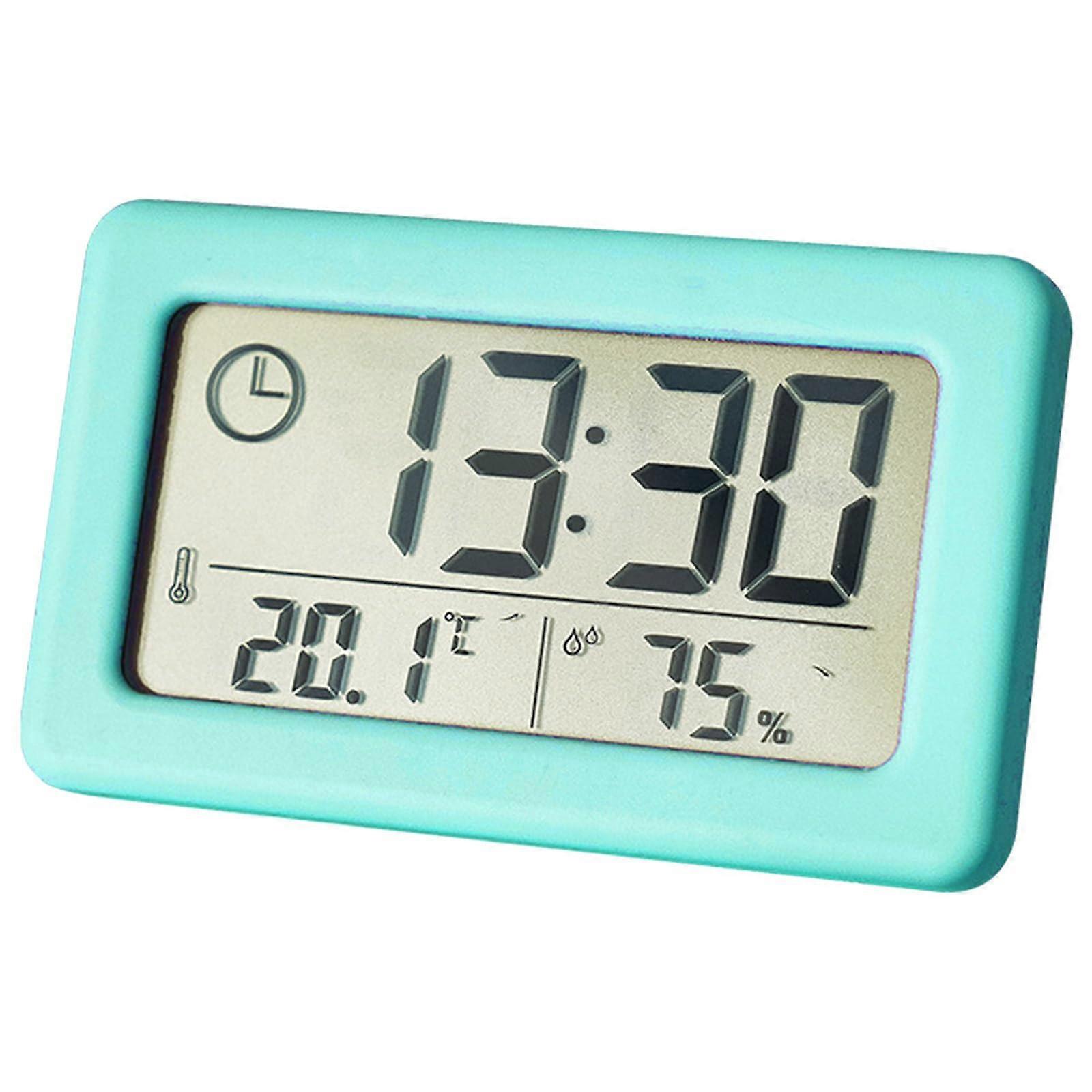 Electronic Temperature And Humidity Clock With Oversized Blue Display For Bedrooms And Workspaces Digital Hygrometer