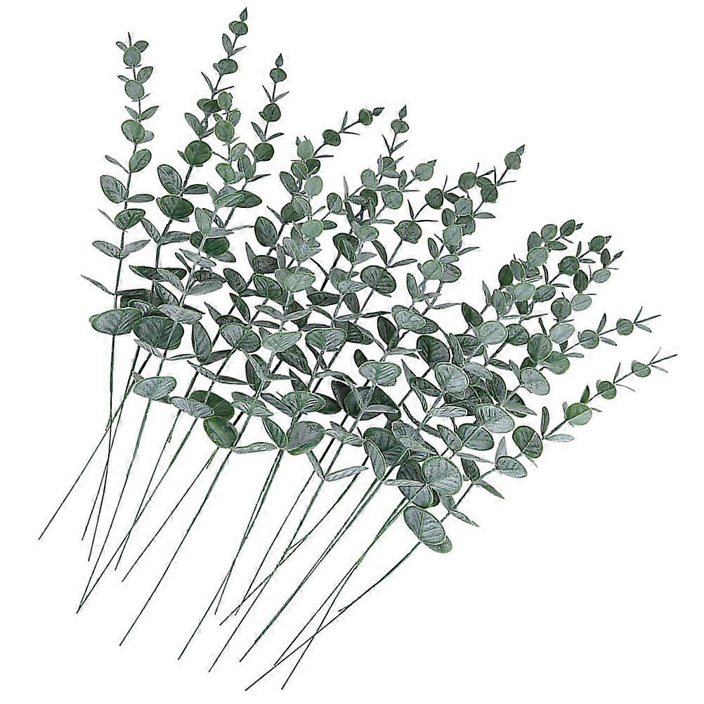 24pcs Realistic Faux Eucalyptus Leaf Stems for Home or Office Decor – Elegant Greenery Arrangement for Bouquets & Table Settings