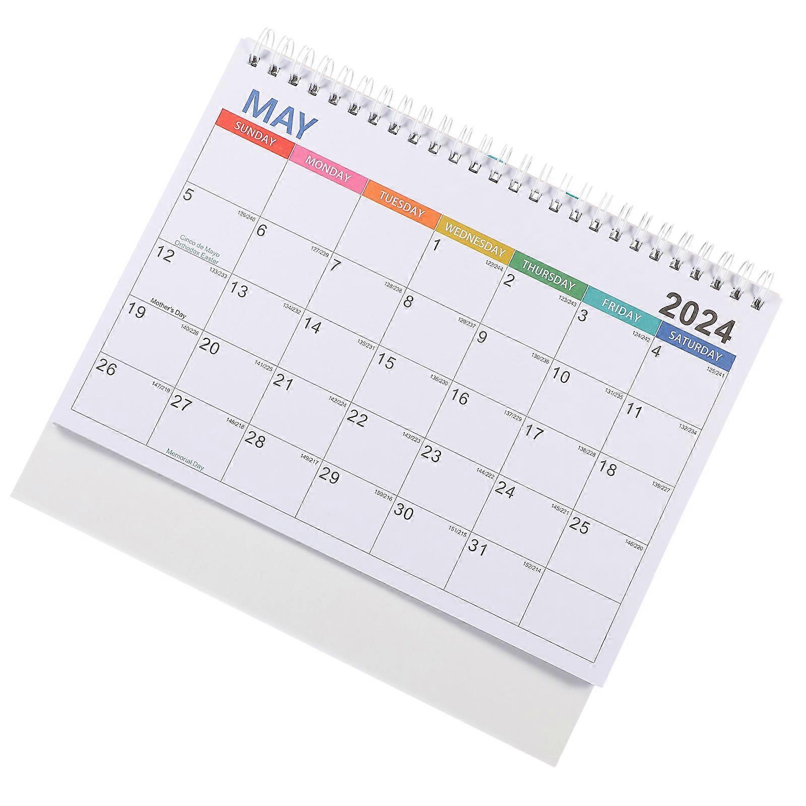 Household Standing Calendar A-shaped Design Home Use Office Use 23X19.5CM Multi Color Reference for Previous and Next Month 1Pcs