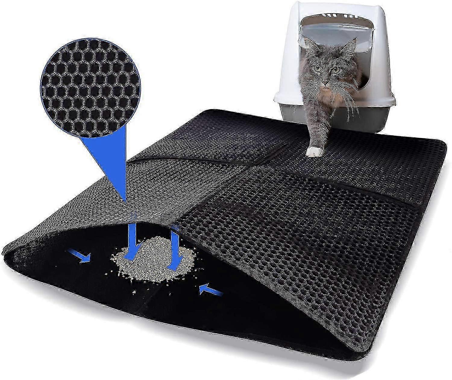 Cat Litter Mat, Foldable Litter Mat Honeycomb Design Cat Litter Tray Mat, Double Layer Design Cat Litter Mat, Large Litter Mat
