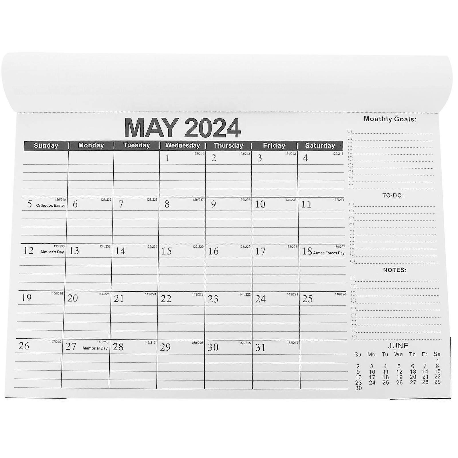 English Hanging Calendar Noting Hanging Calendar Classroom Use 43X30.5CM Recording Plans 1Pack