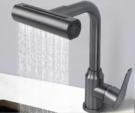 Universal swivel arm multifunctional pullout faucet made of stainless steel, without digital display