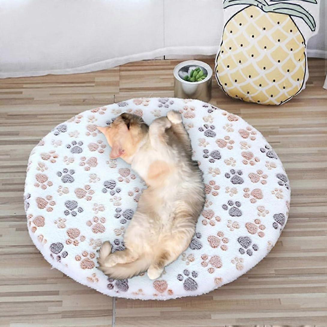 Round Soft Dog Cat Bed Fleece Cushion Double Sided Small Pet Cat Puppy Large (60cm), C) 1pcsL(60cm)