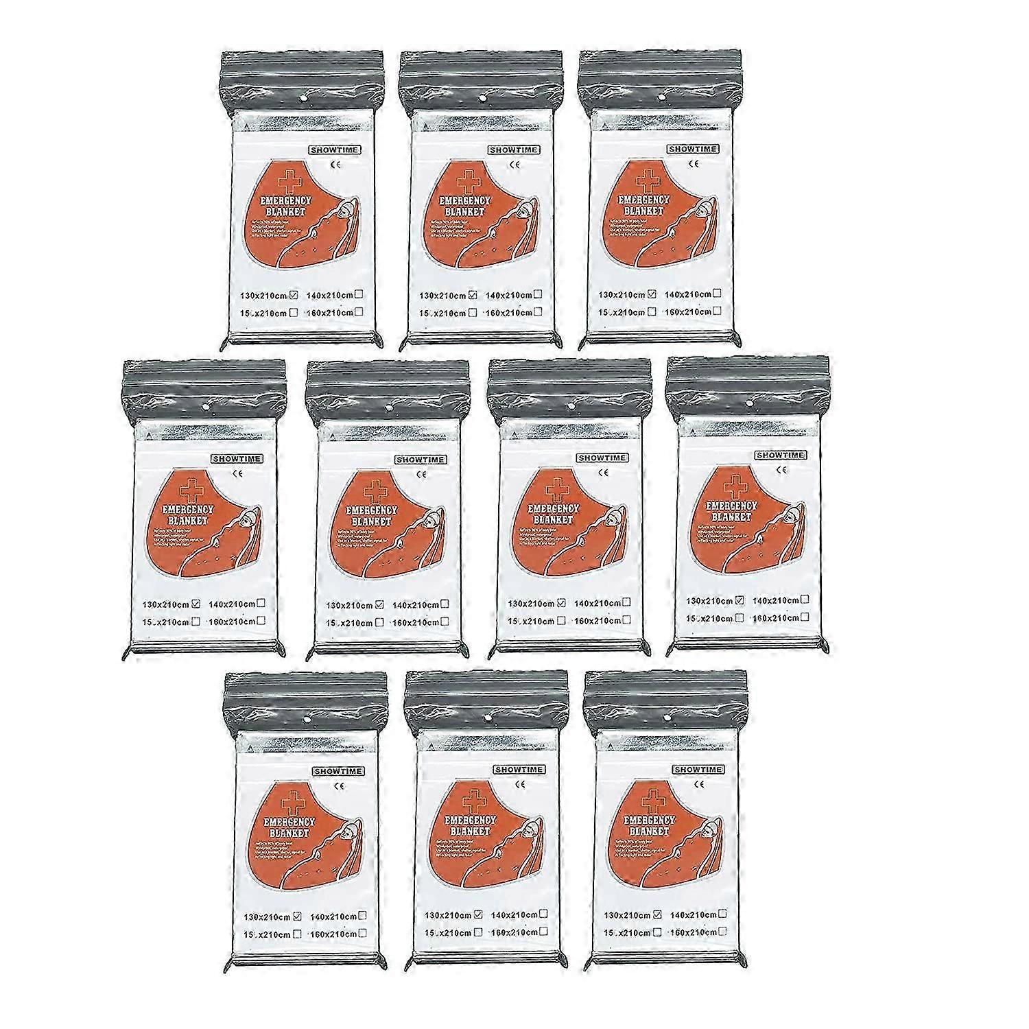 Survival Foil Blankets - 10-Pack Reflective Emergency Blankets for Hiking & First Aid
