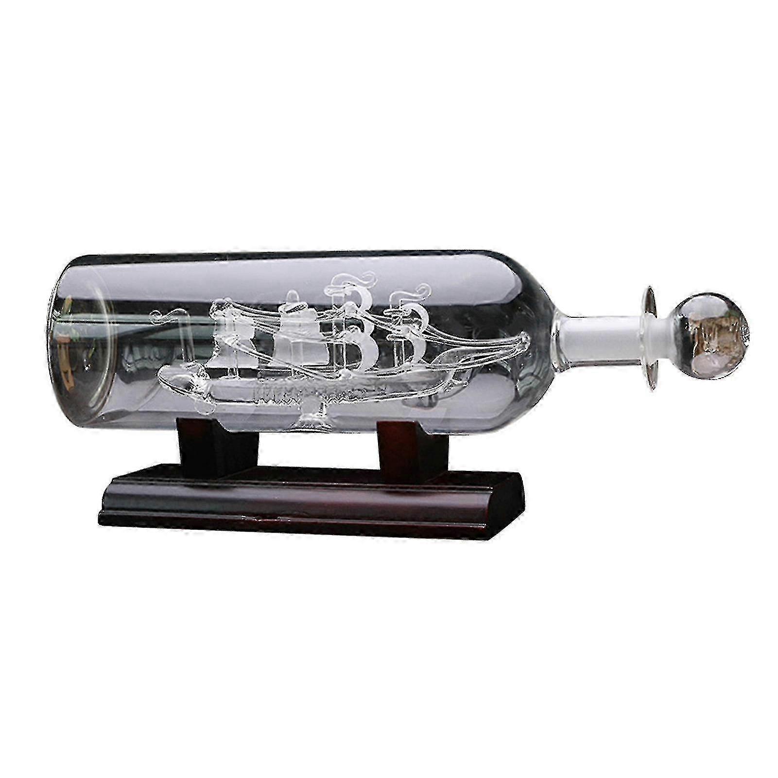 Decorative ship in wine bottle for office desk nautical gift idea