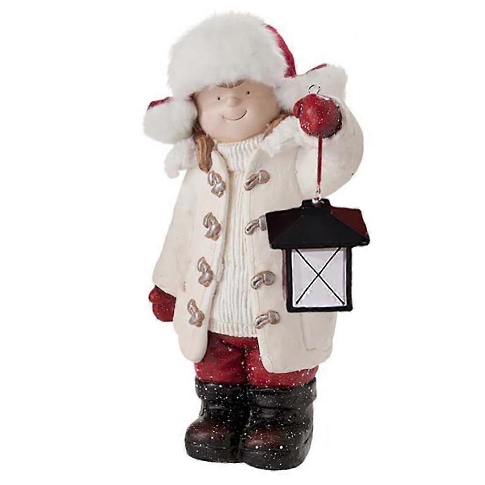 Christmas Lantern Sculpture Home Decoration Resin Figures Festive Gifts Children's Figurine Ornament Exquisite Craftsmanship for Garden Bedroom
