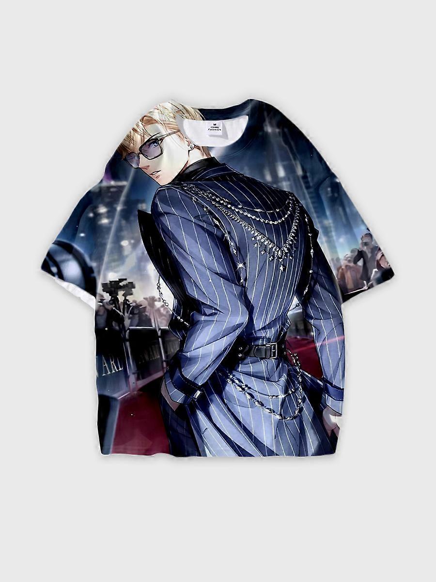 T-shirt round neck Role Pattern loose short sleeve E2331