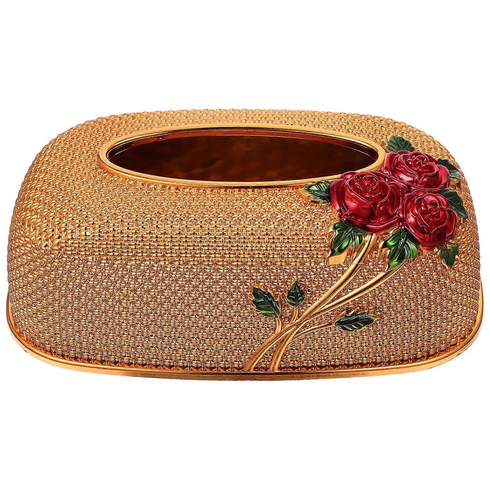 Household Tissue Storage Box with Rose Pattern for Storage