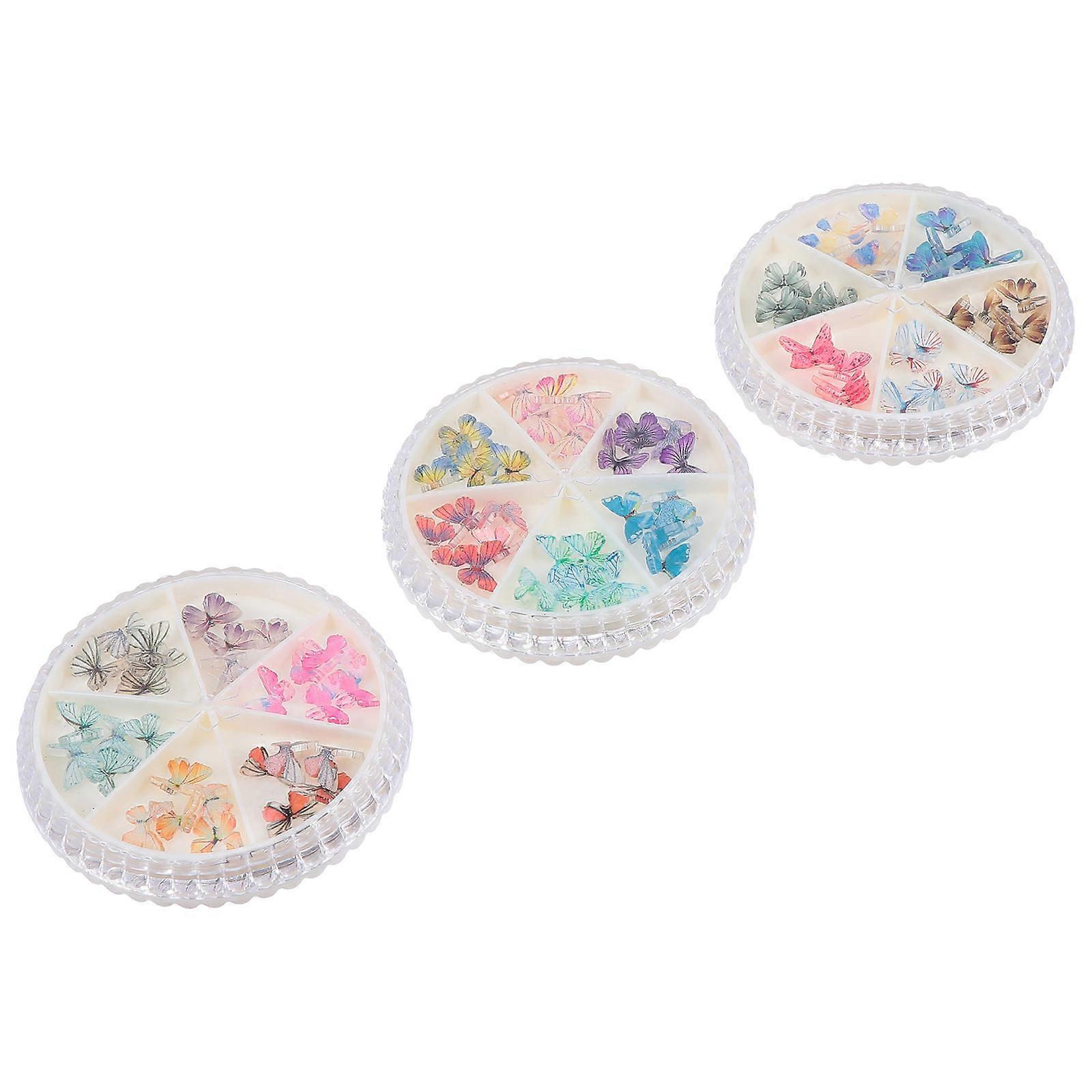 Butterfly Nail Charms 3D Design Decorative Nails Assorted Color 3 Sets