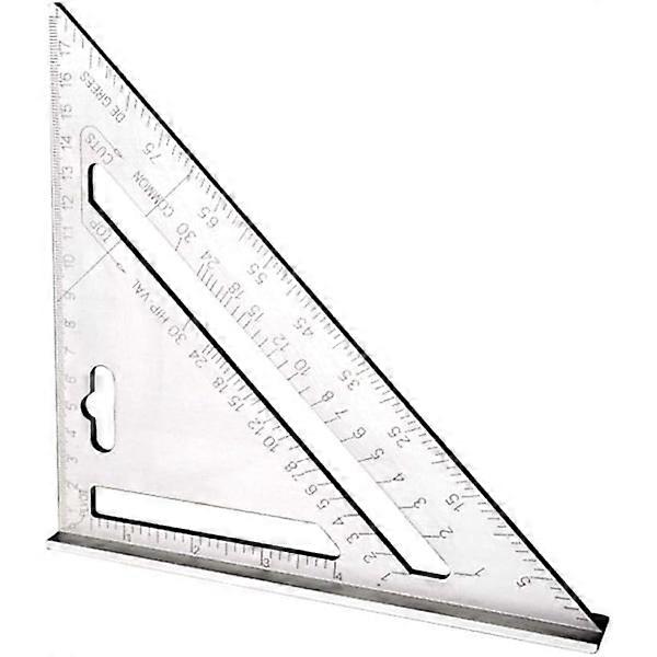 Righello triangolare da 7 pollici, righello angolare, righello triangolare ad alta precisione in lega di alluminio argento per strumenti di misurazione metrici