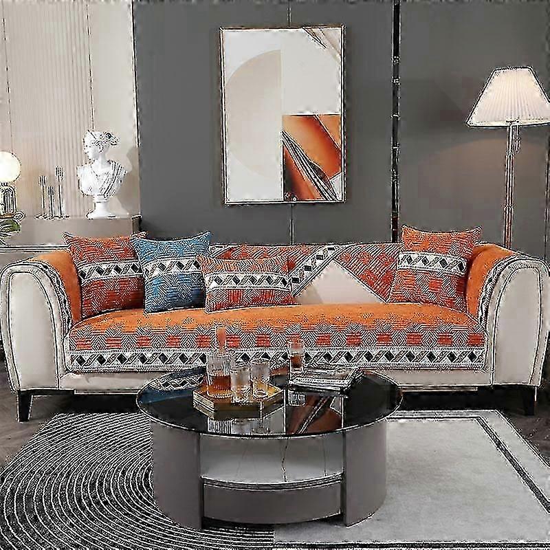 2025 High-end Chenille Sofa Cushion Modern Jacquard Non-slip Anti Cat Scratching Chair Splicing Edging Recliner Cover Towel Winter