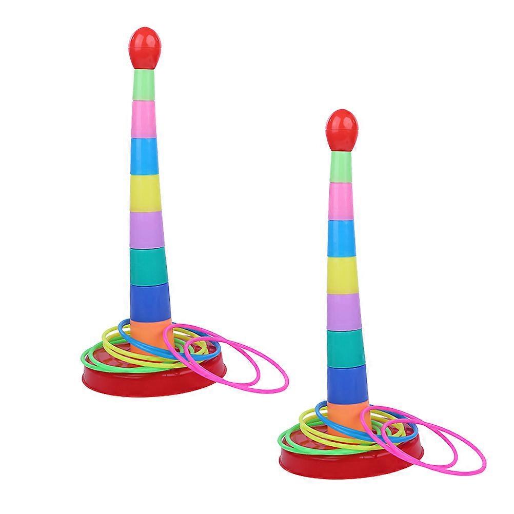 Kids Ring Toss Game Set in Assorted Colors for Fun Indoor Outdoor Playing Plastic Toy