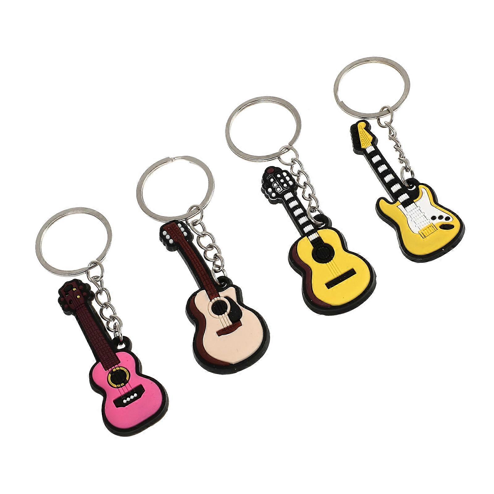 Instrument Themed Keychains Simple Design Key Hanging Decors For Music Lovers PVC Material 4Pcs