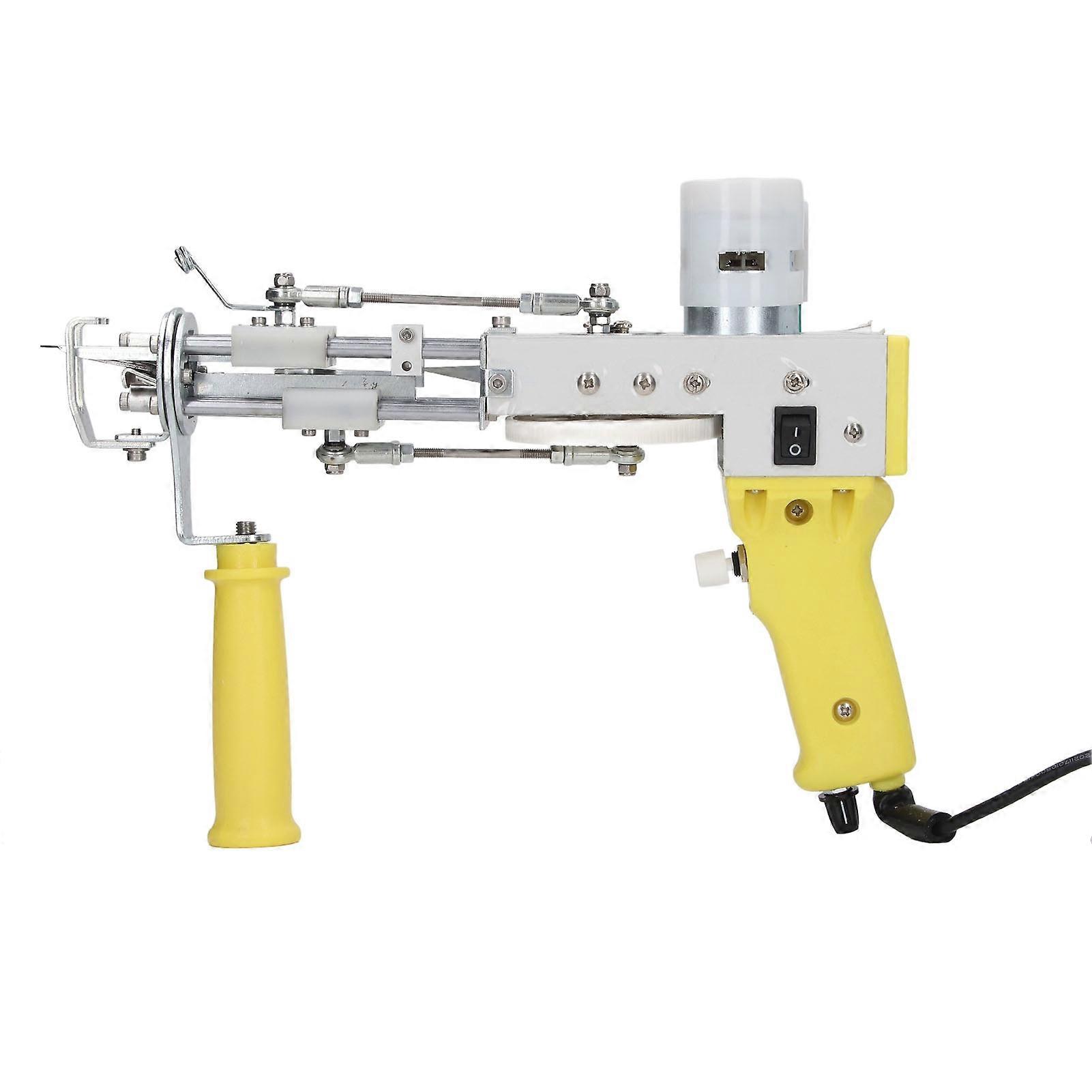 Carpet Tufting Tool Yellow Handheld Dual Use High Speed Multi Protection Carpet Weaving Machine for Rug DIY 100‑240V UK Plug 