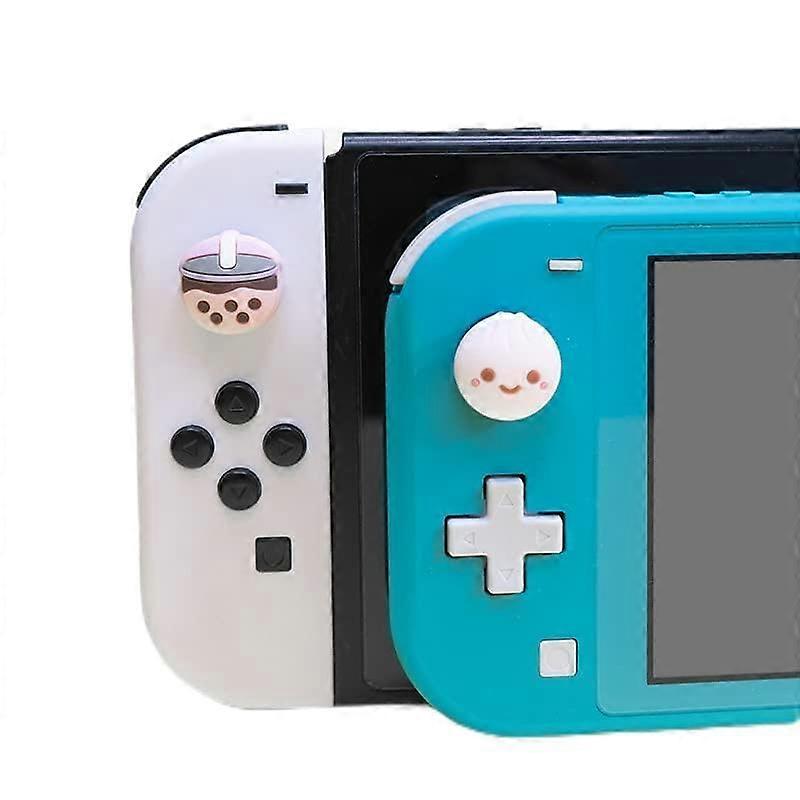 Silicone Thumb Grip Caps For Nintendo Switch Lite And Switch OLED, Protective Joystick Covers, Milk Tea Bun Design