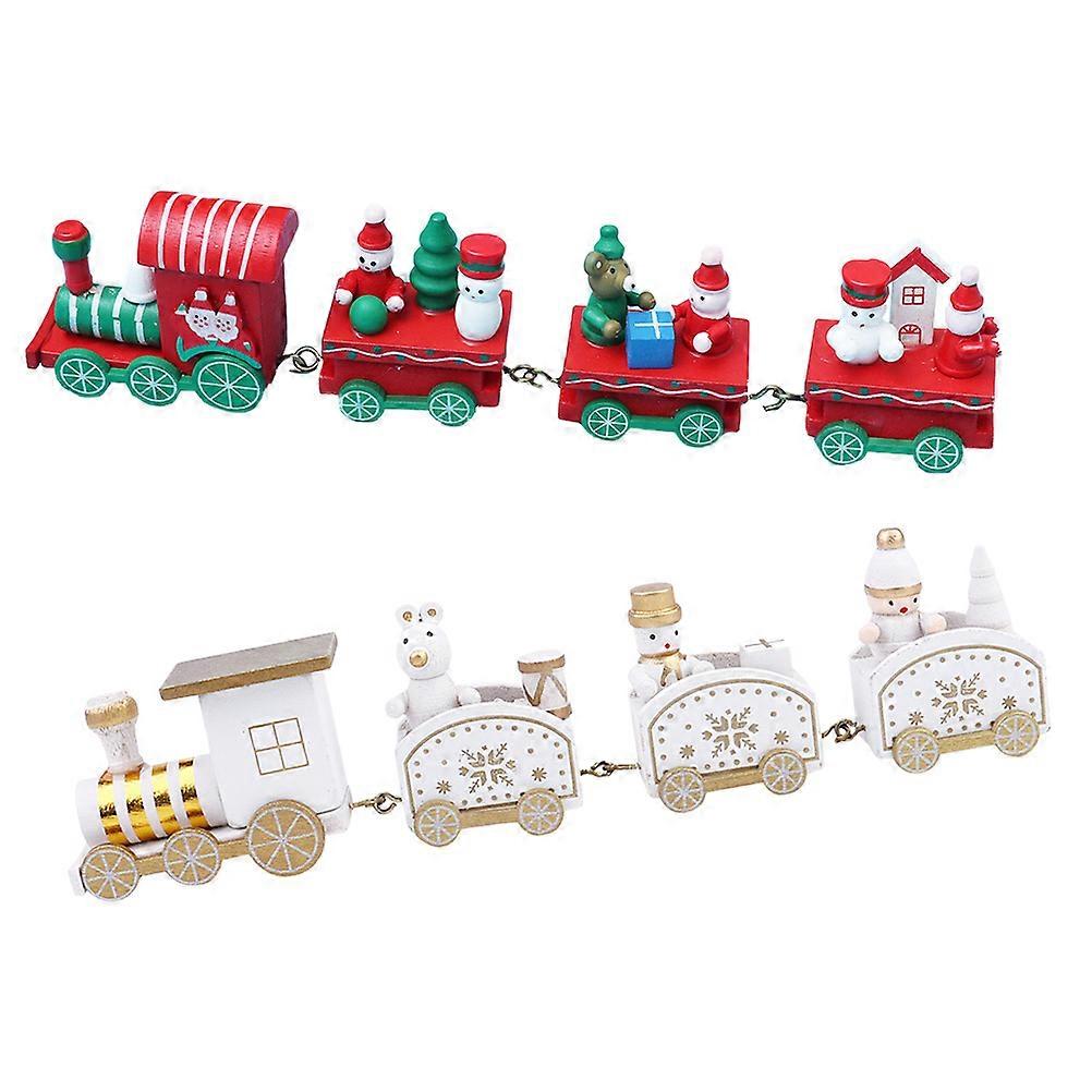 Holiday Decorations Wooden Train Ornaments Christmas Display Assorted