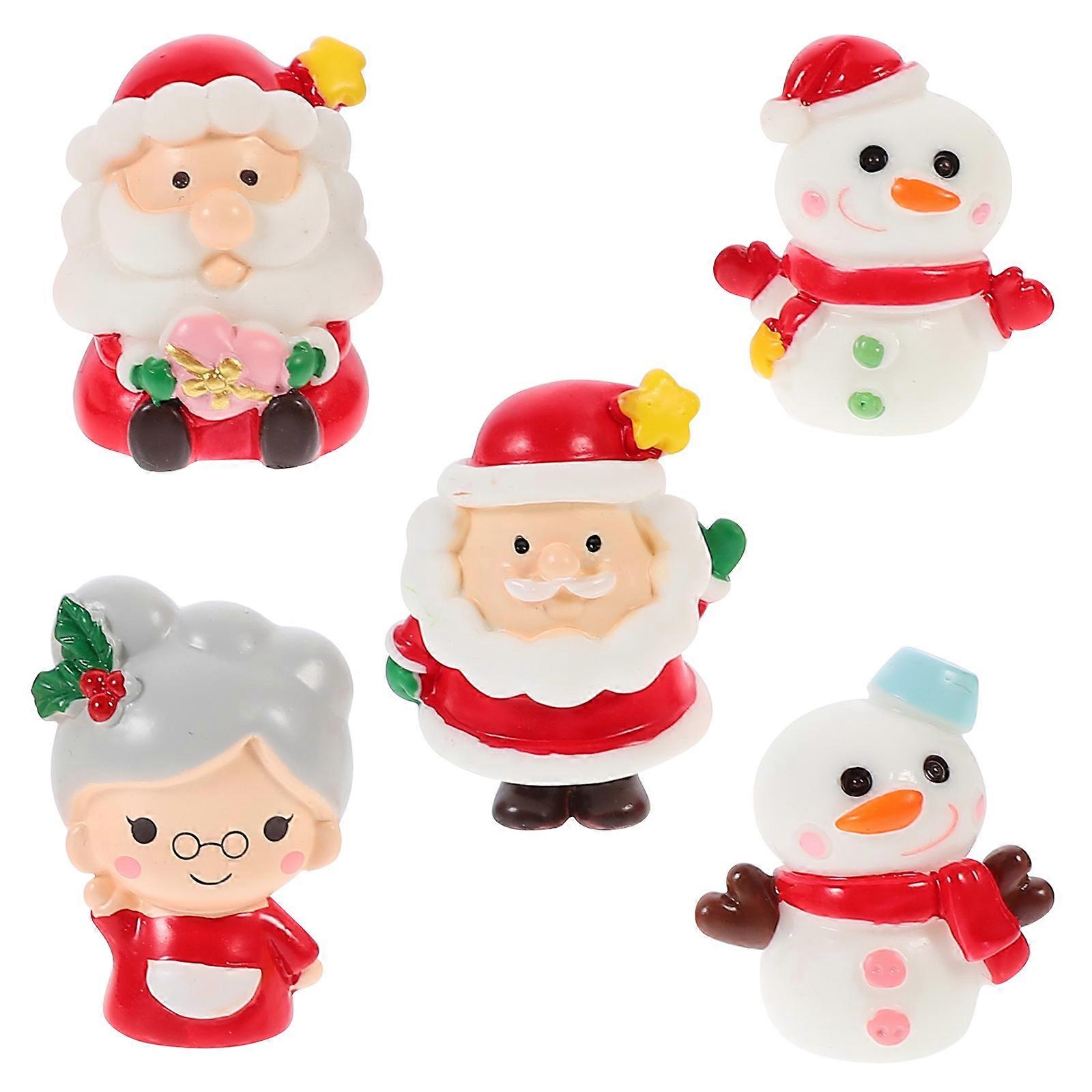 Miniature Landscape Decor 5Pcs Creative Mini Santa Statue Snowman Resin Crafts Tabletop Decoration Assorted Color