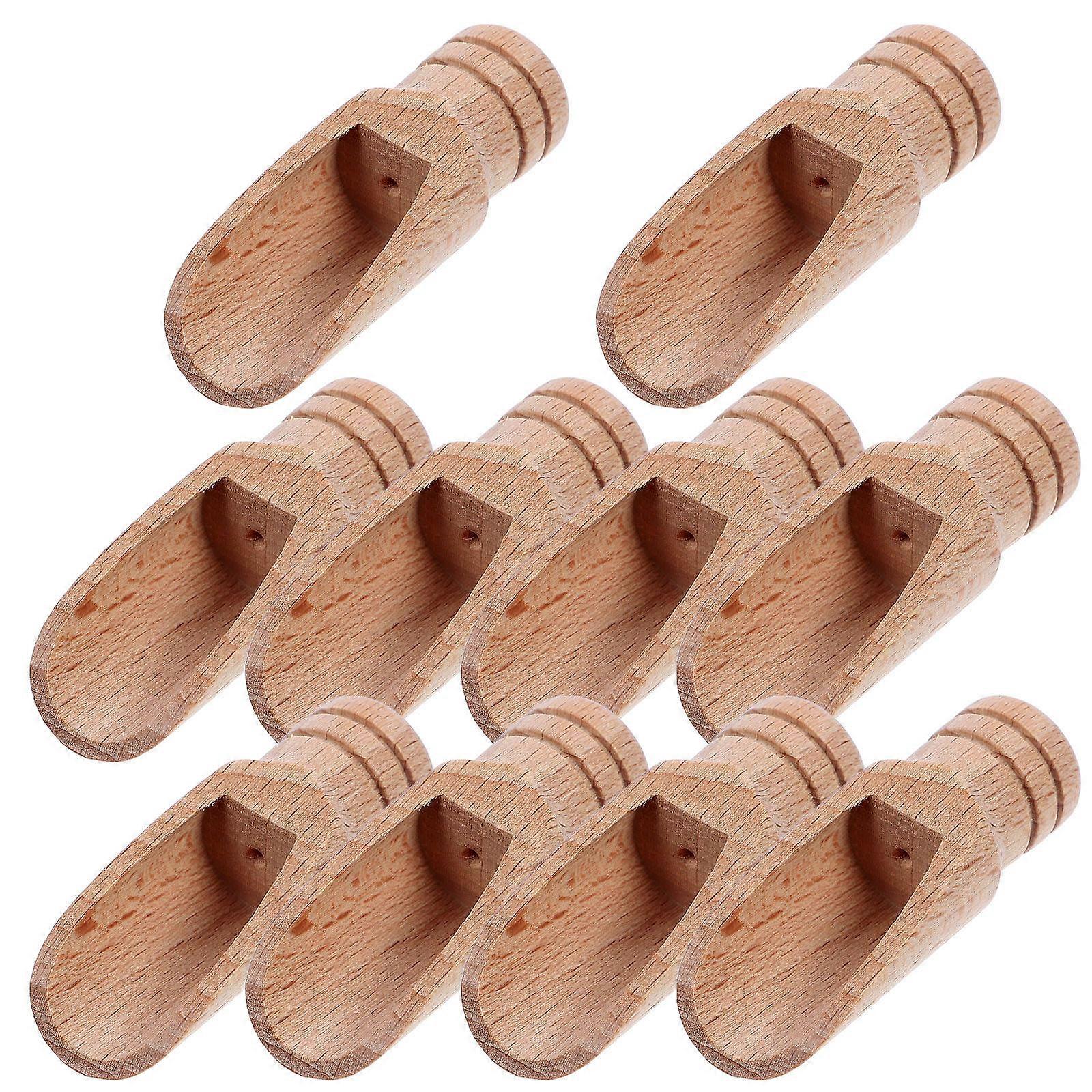 Khaki Small Wooden Spoon for Home Use Versatile Compact and 10 Pieces