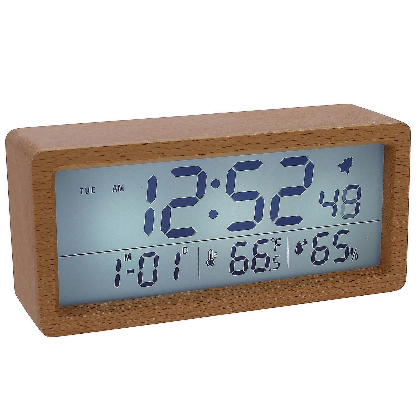 Modern Temperature And Humidity Clock LCD Digital Alarm Clock For Bedroom Hotel Home With Electrostatic Film 1Set