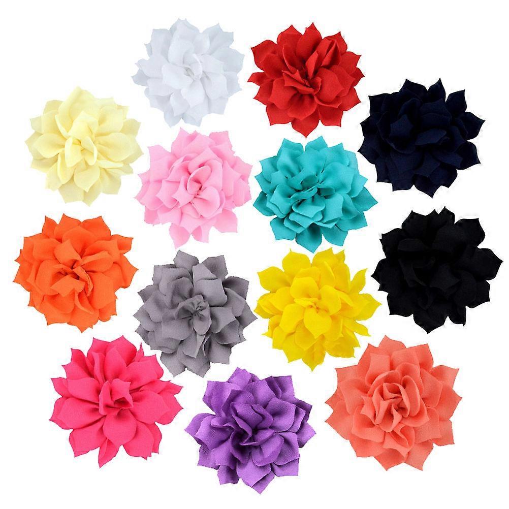 Chiffon Flower Embellishments 9cm Wave Shape Garment Accessory Assorted Color For Kids 8Pcs