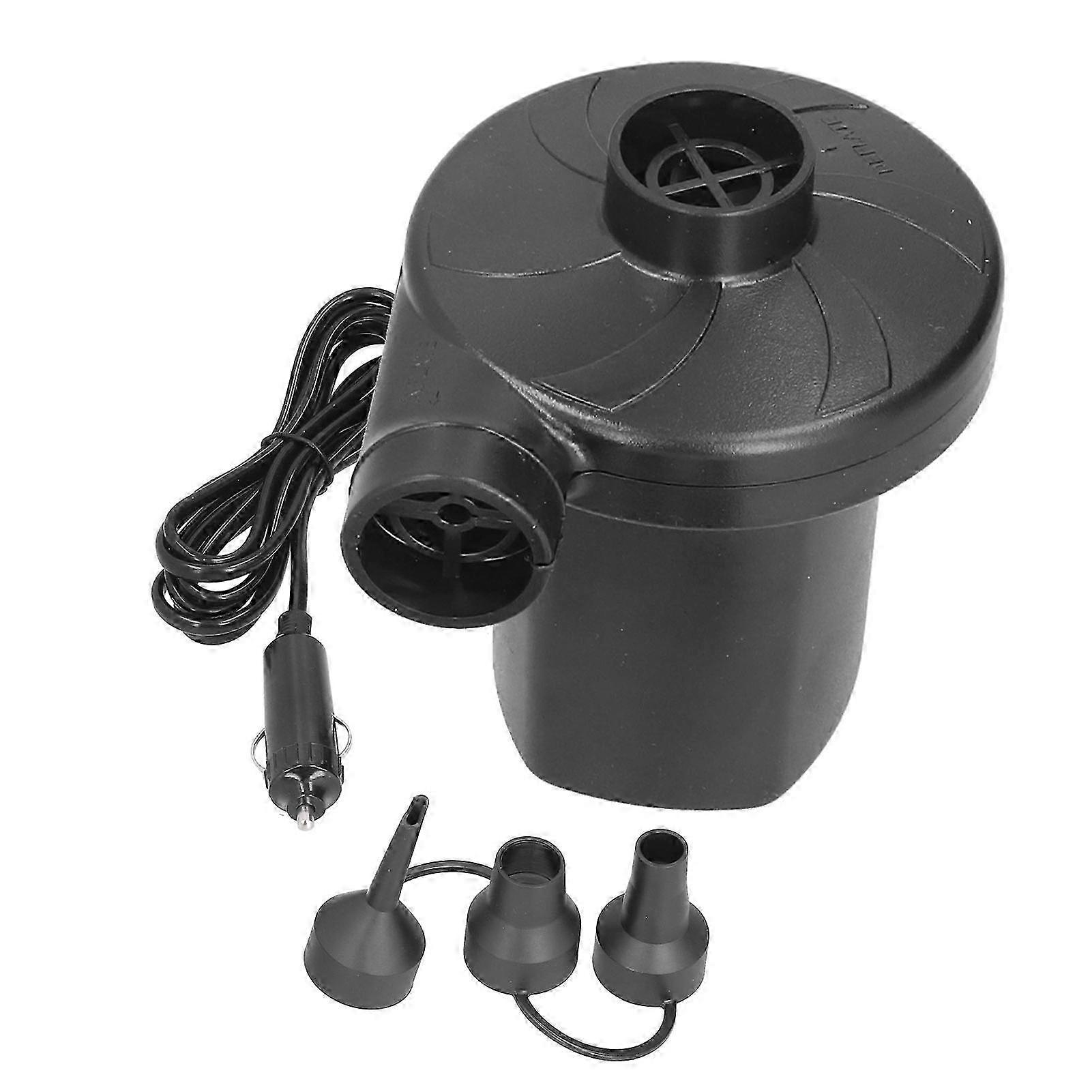 12V Air Pump ABS Electric Inflation Pump with 3 Nozzles Powerful Portable for Inflatable Toy Boat Edition 0729