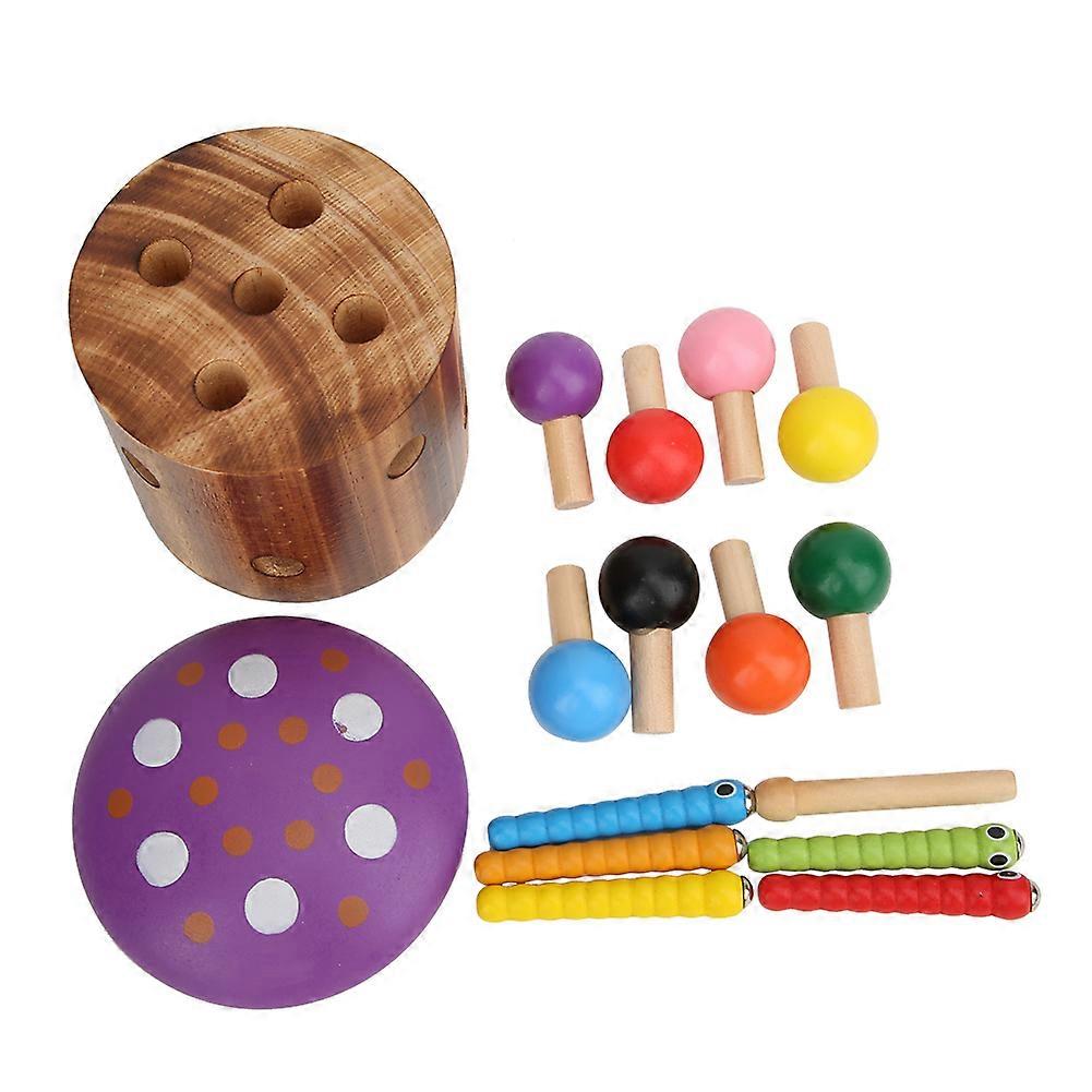 Mushroom Catch Worm Game Magnetic Wooden Toys Blocks for Kids Learning Training Educational ToyMushroom Catch Worm