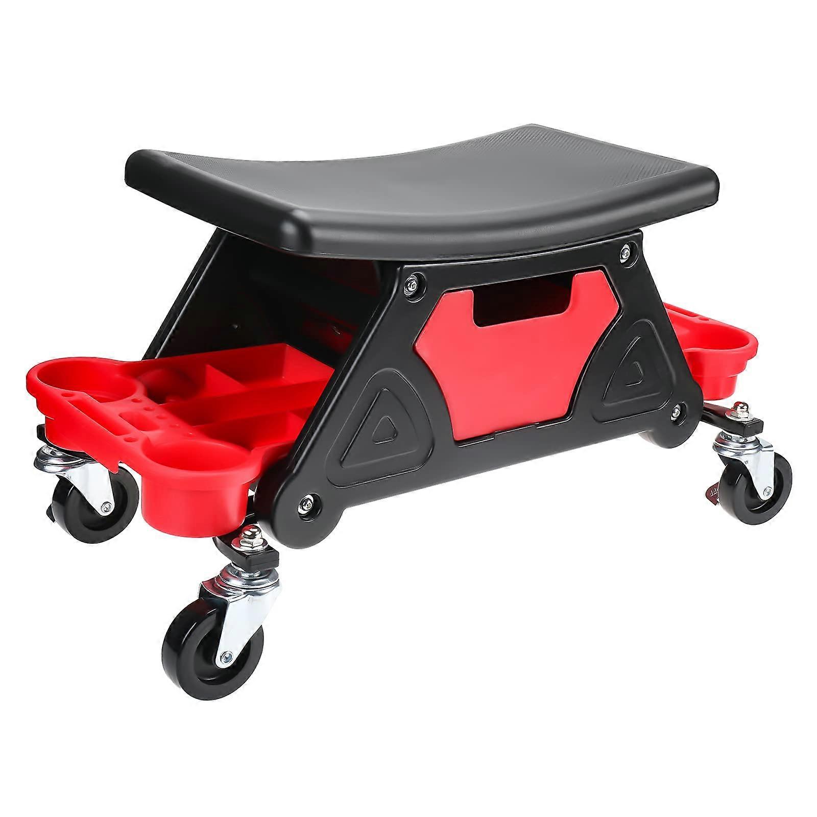 Rolling Mechanic Stool with 300lb Capacity, Detailing Garage Seat, Pull Out Drawer, Adjustable Height for Car Care and Cleaning