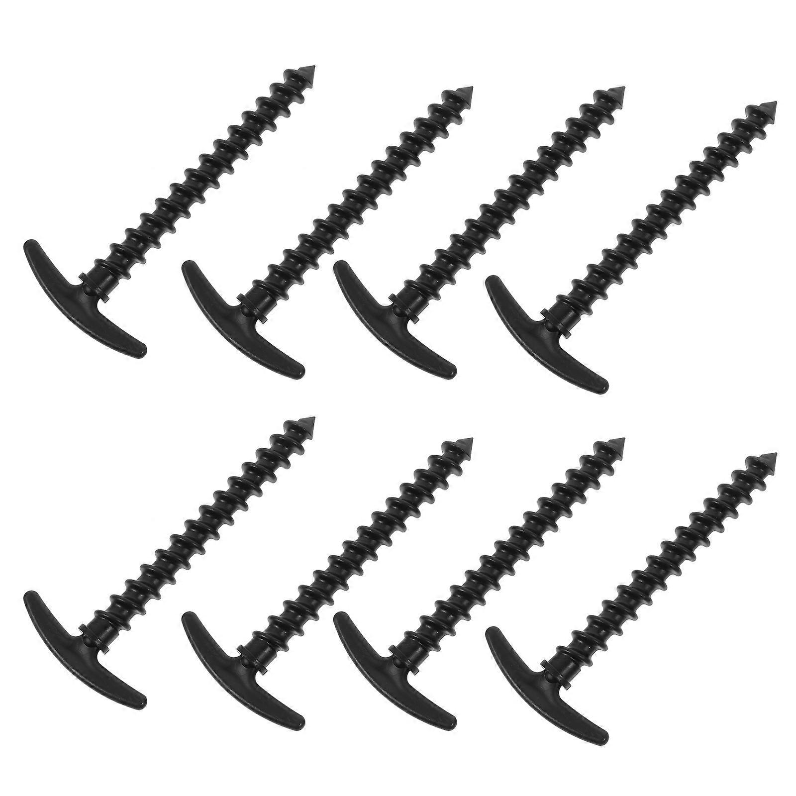 Black Plastic Tent Pegs Heavy Duty Spiral Nails for Camping Use 10 Pieces