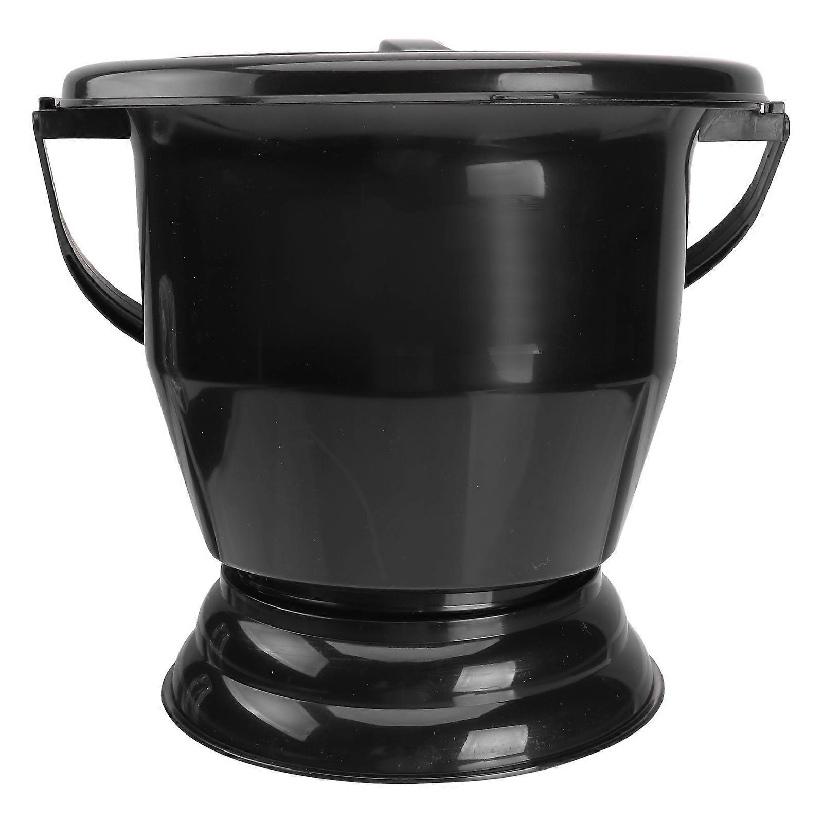 Bedside Chamber Pot With Lid Thickened Buckle Design Urine Pot For Home Hotel Use Durable Black 27.00X27.00X21.00CM 1Pcs