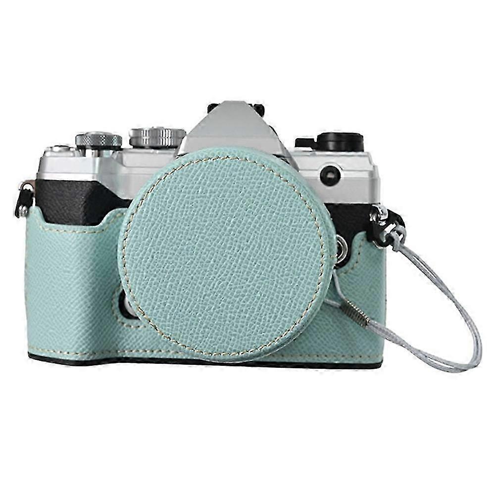 For Olympus OM-5 Camera Case Half Wrapped Leather Bottom Cover with Lens Cap