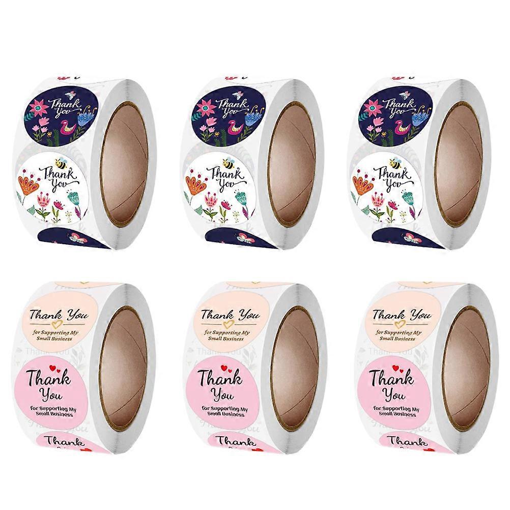 Flower Arrangement Adhesive Stickers Sealing Labels Mother's Day Theme Design Assorted Color 6 Rolls