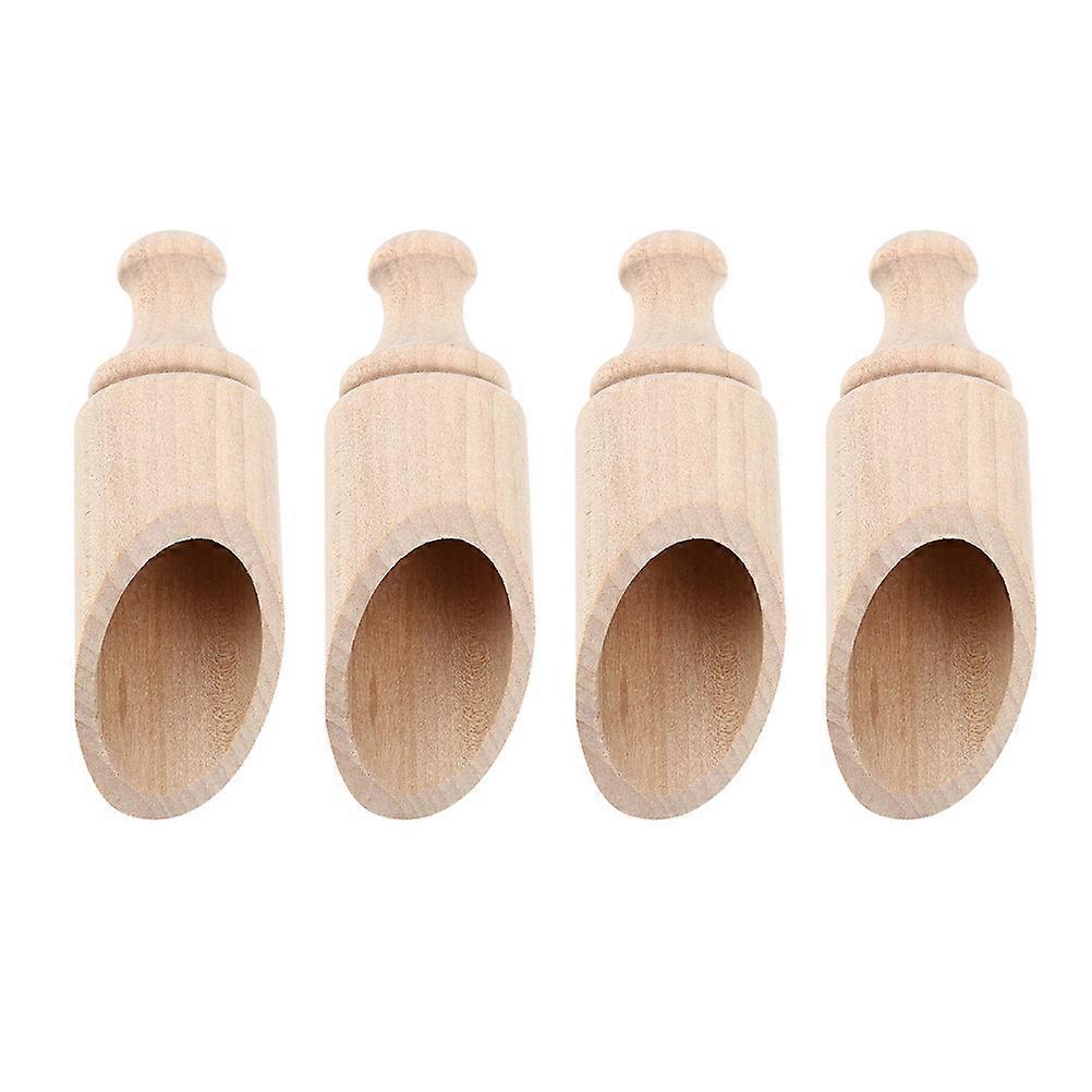 Wooden Spoons for Home Kitchen Supplies Multipurpose Salt Spoon Small Teaspoons 4pcs