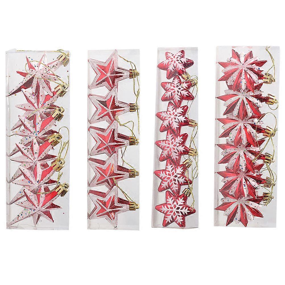 23pcs Mixed Style Polygonal & Five Pointed Star Hanging Christmas Decor – Multi Shape Holiday Ornaments for Tree, Wall, Window, Indoor Party