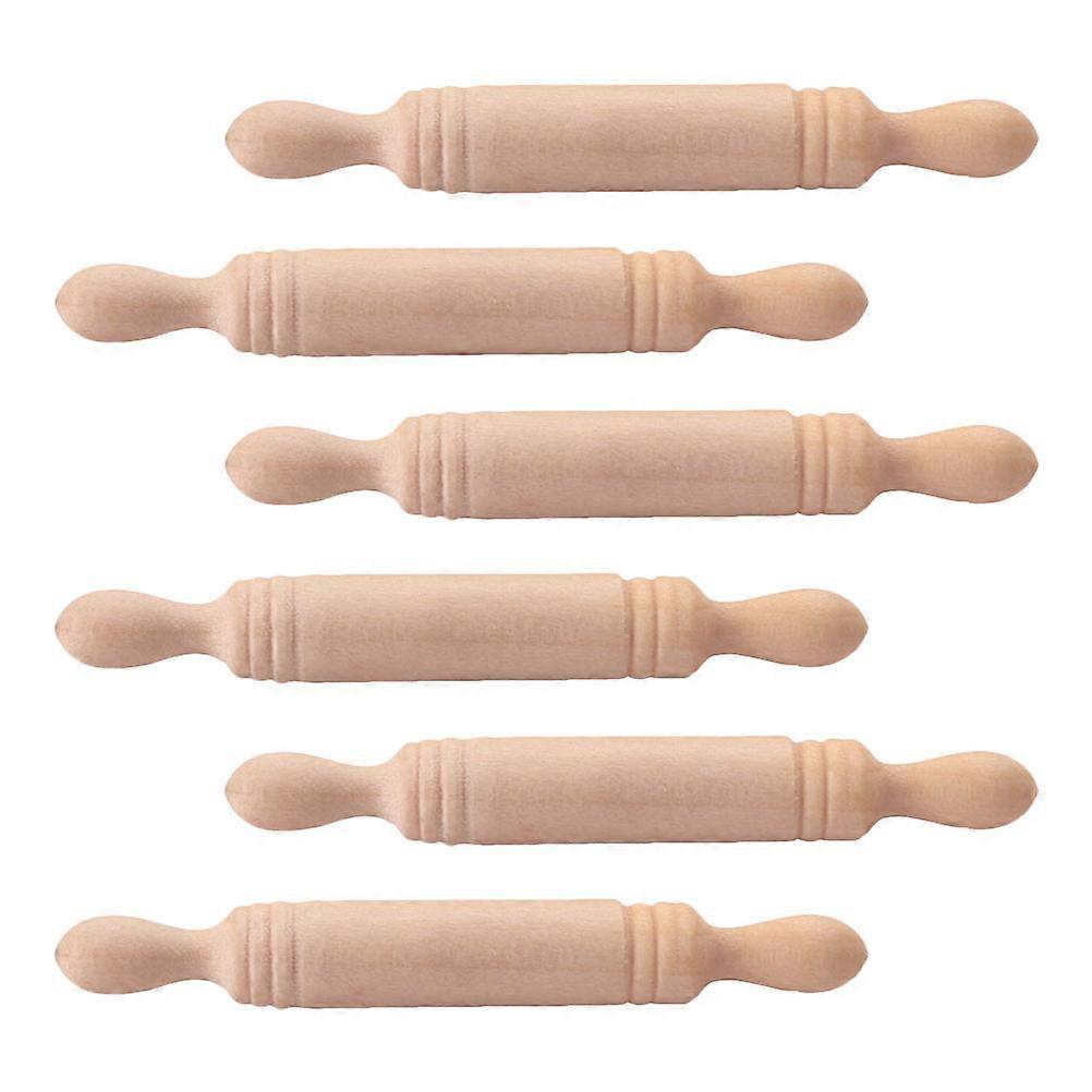 Tiny Accessory Miniature Kitchenware 6Set Cylindrical Light Brown Rolling Sticks Ideal For DIY Decoration