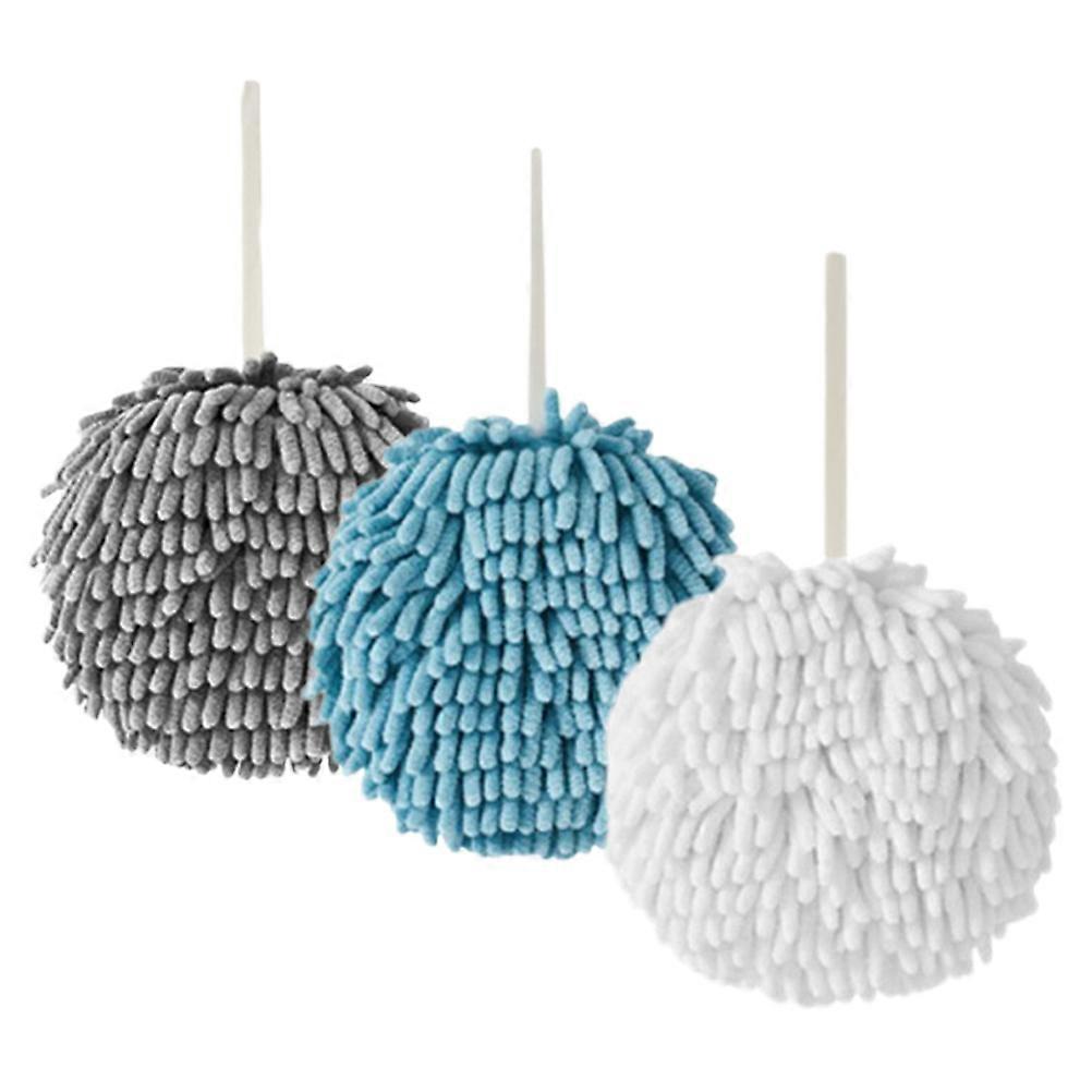 3pcs Microfiber Towel Balls Quick Drying Soft Absorbent Hand Towels with Hanging Loop for Bathroom Kitchen Use