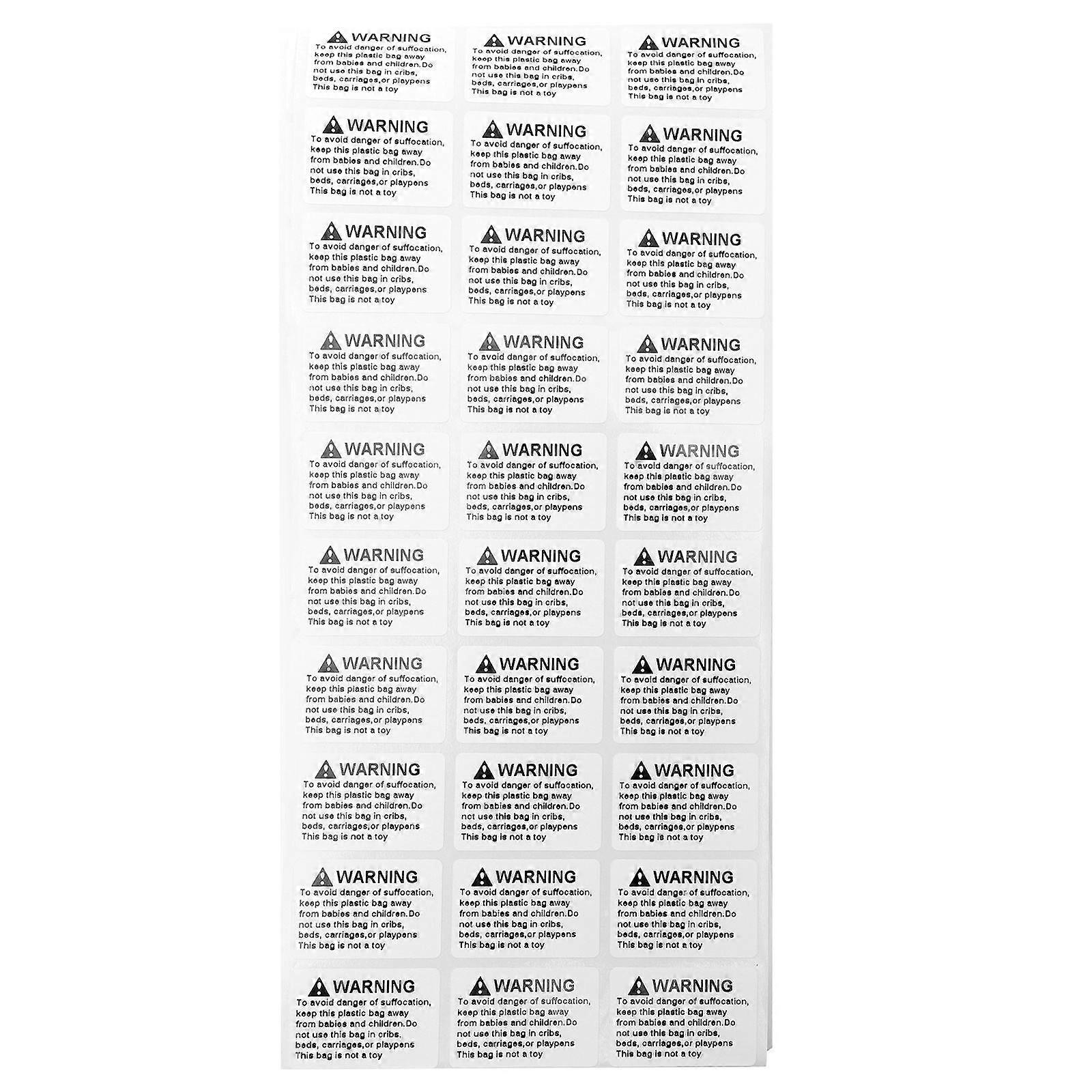 Suffocation Warning Sticker Adhesive Safety Labels for Packaging Easy Apply & Remove