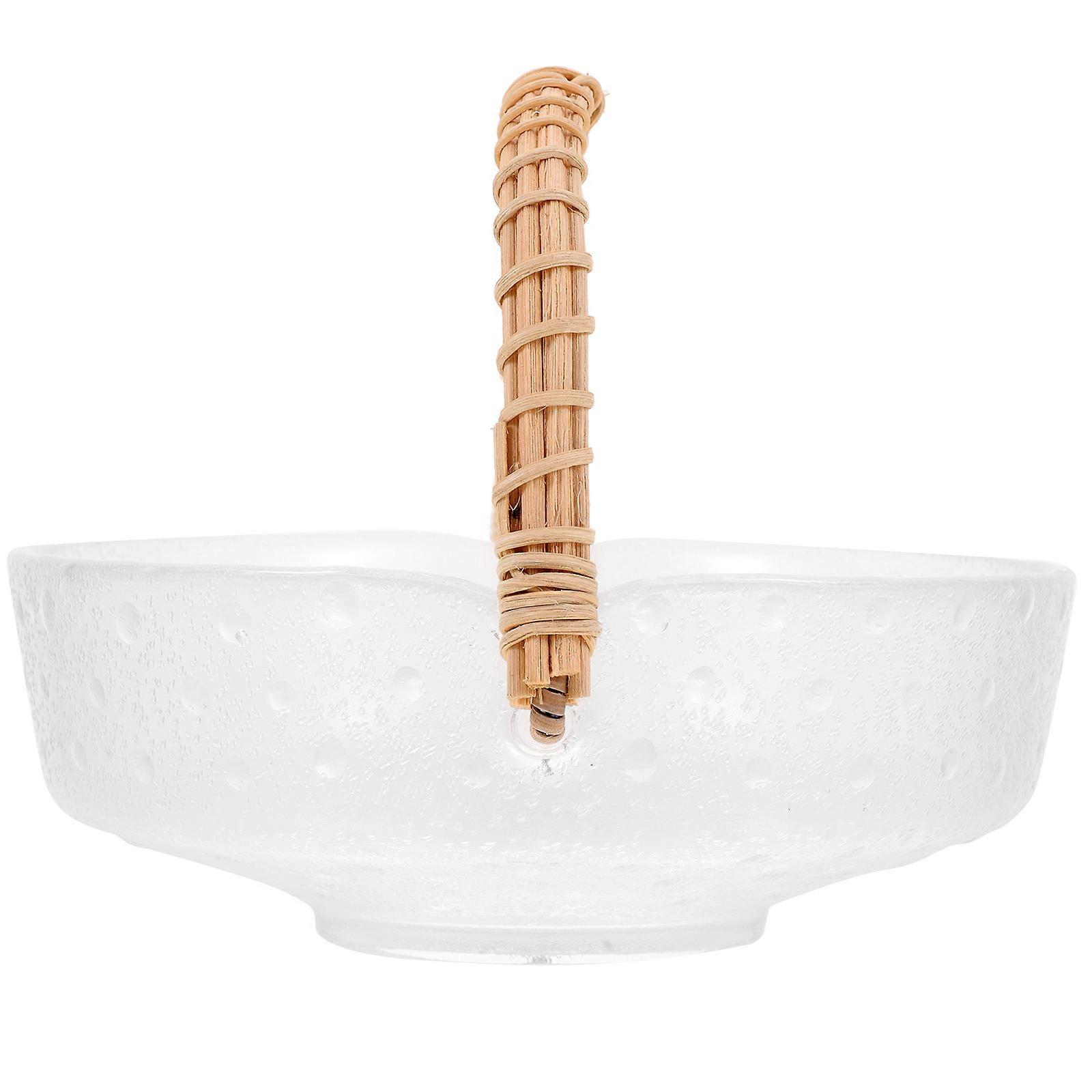 Glass Fruit Plate MultiFunction Fruit Tray Snacks Storage Holder Dessert Container with Handle