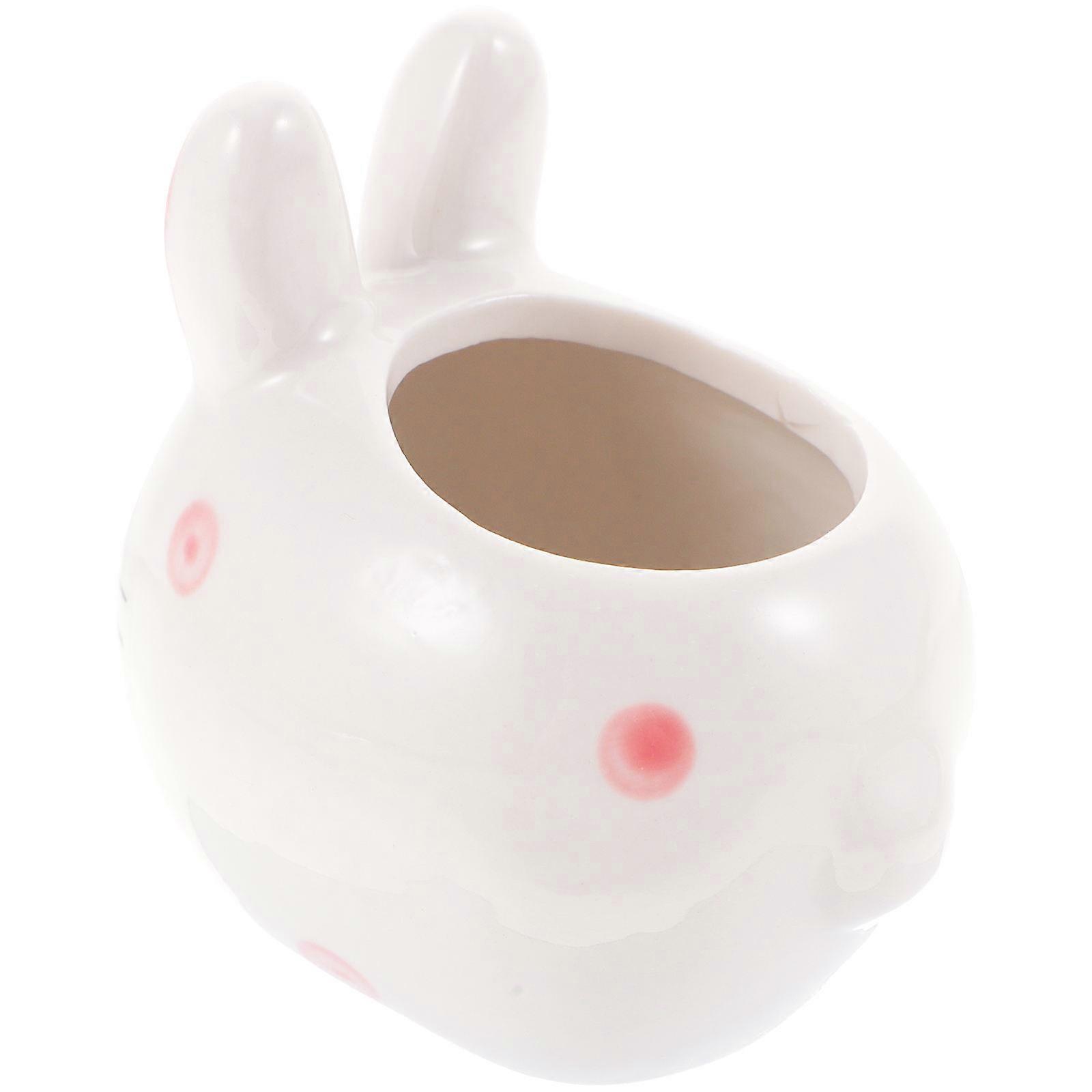 Ceramic Flowerpot Decoration Bunny Planter For Balcony And Home Use Featuring Cute Rabbit Shape And 9X8X8CM Size 1 Piece