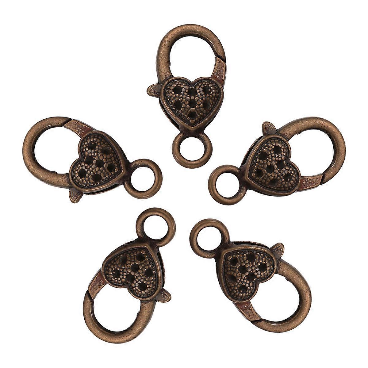 Dark Brown Heart-Shaped Lobster Clasps for DIY Jewelry Making and Bag Accessories 10pcs